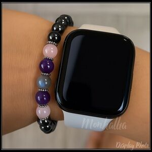 Clearance! OBSIDIAN LABRADORITE & ROSE QUARTZ YOGA MEDITATION BEADED BRACELET